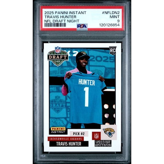 Graded 2025 Panini Instant Travis Hunter #NFLDN2 NFL Draft Night Rookie RC Football Card PSA 9 Mint