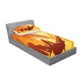 thumbnail image 2 of Ambesonne Tropical Fitted Sheet & Pillow Sham Set, Majestic Sunset View, Twinxl, Burnt Orange, 2 of 2