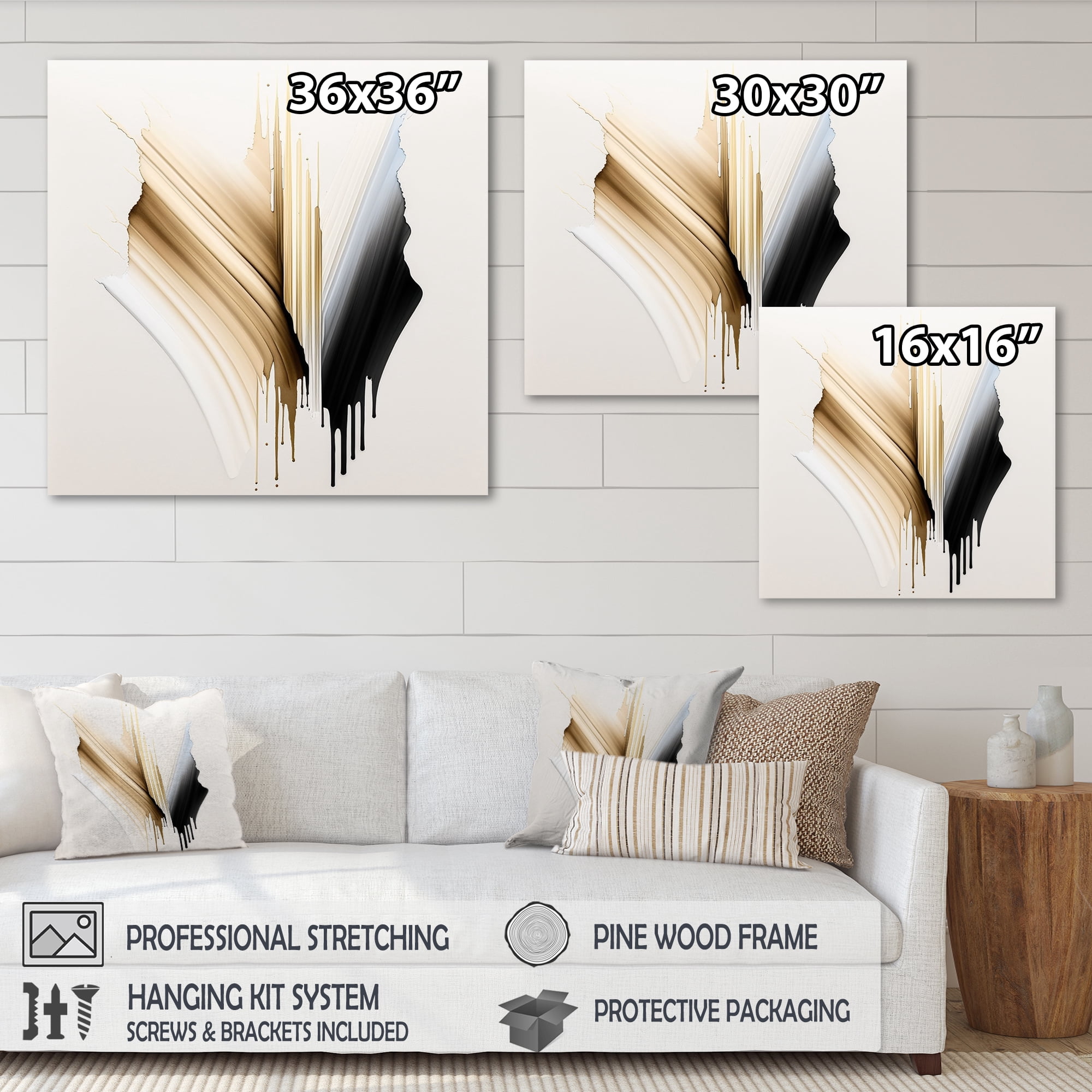 Designart Minimalism Pink And Gold Cubic Fusion IV Canvas Wall Art