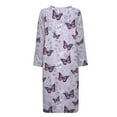 thumbnail image 4 of Yuyamidu Purple Butterfly Long Robes for Women Mid-Length with Zipper Fashion Crew Neck Bathrobe Soft Sleep Nightgown Lightweight Long Sleeve Sleepwear Gowns Size 2XL, 4 of 7