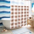 thumbnail image 5 of No Hook Shower Curtain, Brown Checkered Shower Curtains for Bathroom with See Through Top Window, Farmhouse Buffalo Plaid Waterproof & Washable Bath Curtain 60"x72", 5 of 9