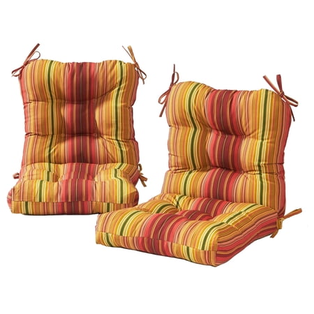 Greendale Home Fashions Outdoor Tufted 42'' x 21'' Chair Cushion, Set of 2, Kinnabari Stripe