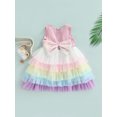 thumbnail image 4 of Toddler Girls Sweet Dress Summer Casual Sleeveless Rainbow Layered Dress Cute Puffy Tulle Dress Princess Dress, 4 of 8