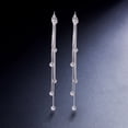thumbnail image 3 of 1 pair Rhodium Plated 925 Sterling Silver Stud Earrings Tassel with Beads Platinum 90mm, 3 of 5