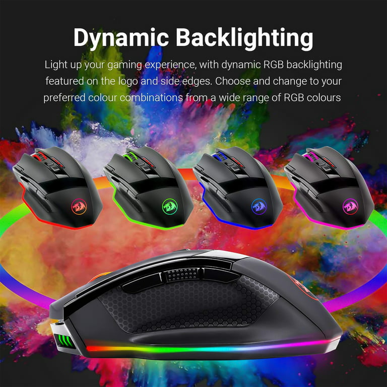 Redragon Gaming Mouse, Wireless Mouse Gaming with 8000 DPI, PC Gaming Mice  with Fire Button, RGB Backlit Programmable Ergonomic Mouse Gamer