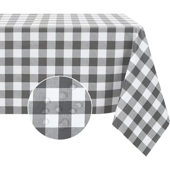 Rectangle Vinyl PVC Tablecloth, 100% Waterproof Buffalo Plaid Plastic Table Cloth, Oil Proof Heavy Duty Wipeable Table Covers for Dining/Camping/Picnic/Outdoor - 54 x 78, Light Blue