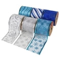thumbnail image 2 of Rongfmy 6Pcs Glitter Ribbons Wired Edge DIY Craft Gifts Wrapping Blue, 2 of 5