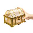 thumbnail image 2 of Vintage Large Pirate Treasure Chest with Lock Transparent Pirate Box Treasures Collection Storage Box for Halloween Pirate Themed Cosplay Party Home Decor (Gold), 2 of 4