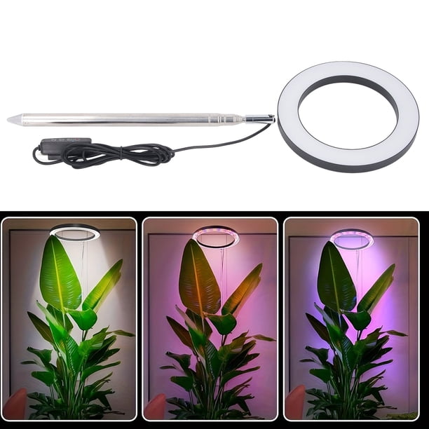 Lámpara De Cultivo Ajustable En Altura, 10 Niveles Regulables aleación De Aluminio PP Planta De Espectro Completo Luz De Cultivo Negro Fácil De Instalar Pantalla De 6 Pulgadas