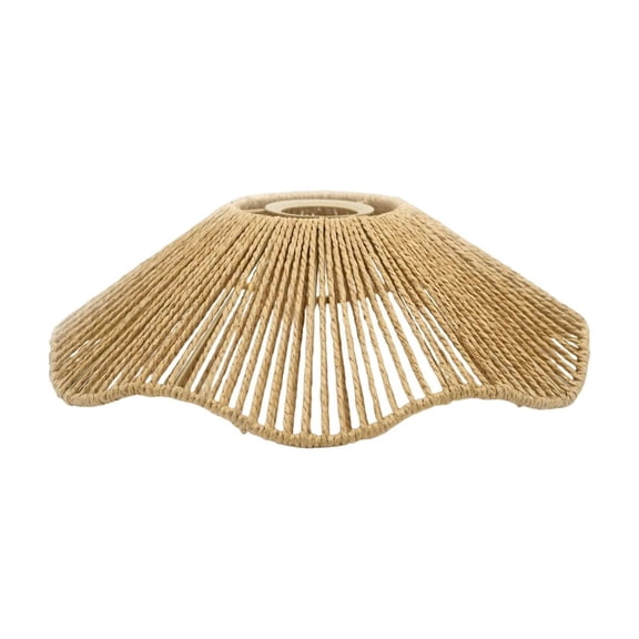 Yellow Handwoven Rattan Lamp Shade, Scalloped Vintage Pendant Lamp Shade, Ceiling Light Cover for Hanging Ceiling Light, Rustic Pendant Lighting Fixture, Perfect for Boho Ceiling