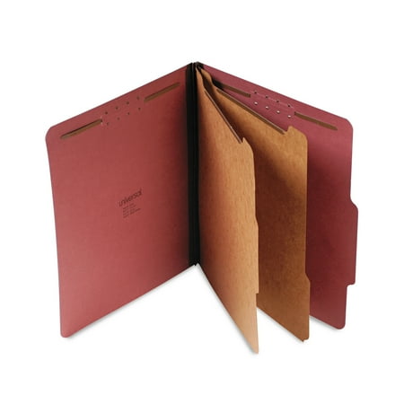 Six Section Pressguard Classification Folders - Universal Pressboard Classification Folder, Letter, Six-Section, Red, 10/Box -UNV10270