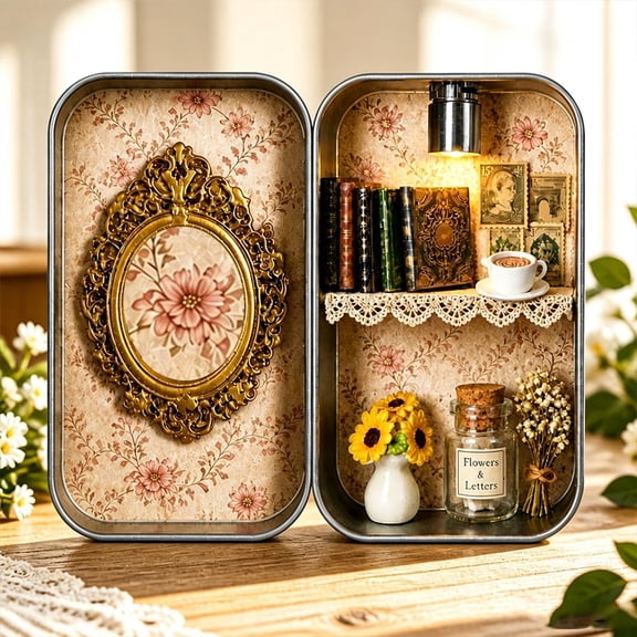 Memory Museum Kit Mini Picture Frame Shadow Box,Mini Vintage Picture Frames DIY Table Decoration,Personalized Memory Display for Anniversary, Miniature Scene, Cabinet, Bookshelf, Home Decor