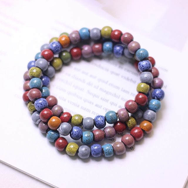 Accesorios envueltos doble estilo étnico pulsera de cerámica pulsera de cuentas mujer alto sentido