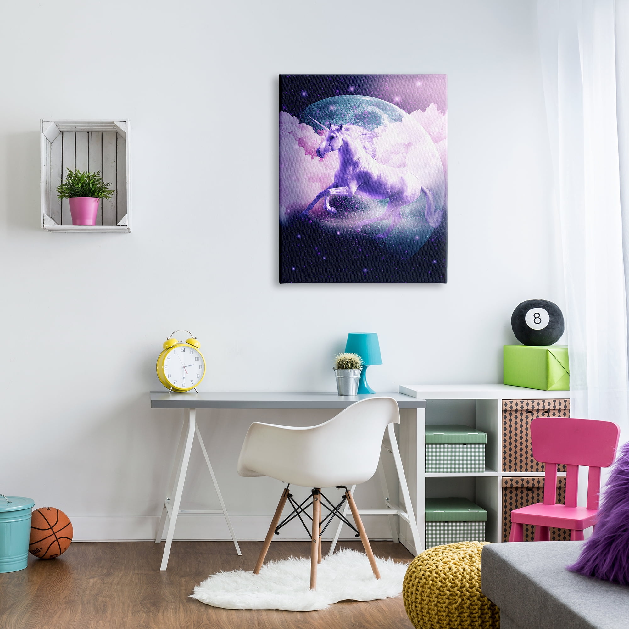Stupell Industries Unicorn in Outer Space Fairy Tales & Fantasy Painting Gallery Wrapped Canvas Art Print Wall Art, 30 x 40