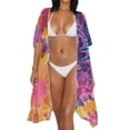 thumbnail image 3 of HELLHERO Tie Dye Color Burst Bathing Suit Cover Up High Quality Fabrics Breathable Free Size Long Kimono Swimsuit Cover Up for Women, 3 of 6