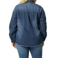 thumbnail image 4 of Agnes Orinda Women's Plus Size Button Down Long Sleeve Denim Shirts 2X Dark Blue, 4 of 8