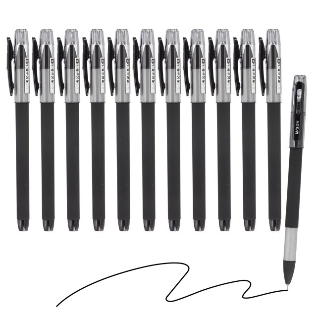 Uxcell Gel Pen Medium Point 0.5mm, 24 Pack Smooth Black Gel Ink Rollerball Pen for Home Office Writing Note Taking Journaling Business, Style 8