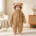 thumbnail image 2 of KJameas Baby Boys Girls Jumpsuit Fuzzy Fleece Heart Pocket Bear Hooded, 2 of 5