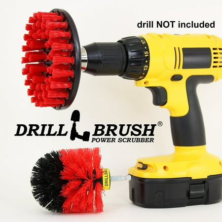 Drill Powered Heavy Duty Outdoor Stiff Bristle Scrub Brush Kit by