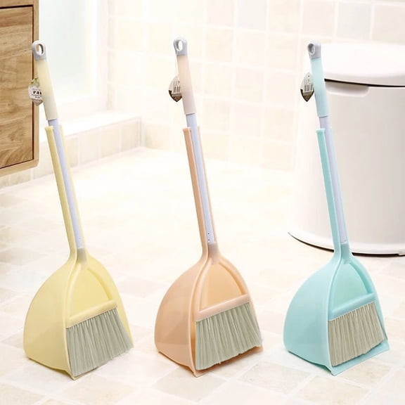 ’s Broom and Dustpan Set, Stainless Steel Handle, Cleaning Supplies, Space-Saving Home & Office Combo, 3 Colors, Easy Clean