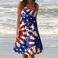 thumbnail image 2 of Winter Savings! Enjoytime Summer Dresses for Women Women's Flag Print Summer Casual Loose Crew Neck Dress Sleeveless Dress for Women, 2 of 5