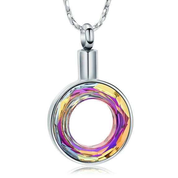 Circle of Life Urn Necklaces for Women Crystal Cremation Urn Necklace for Ashes Keepsake Cremation Jewelry Christmas Birthday Anniversary Cremation Jewelry Gift