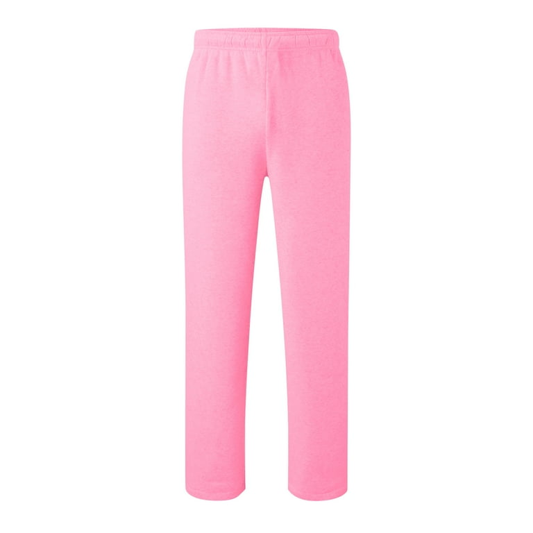 Women s Fleece Lined Sweatpants Baggy Wide Straight Leg Pants Pink L Walmart
