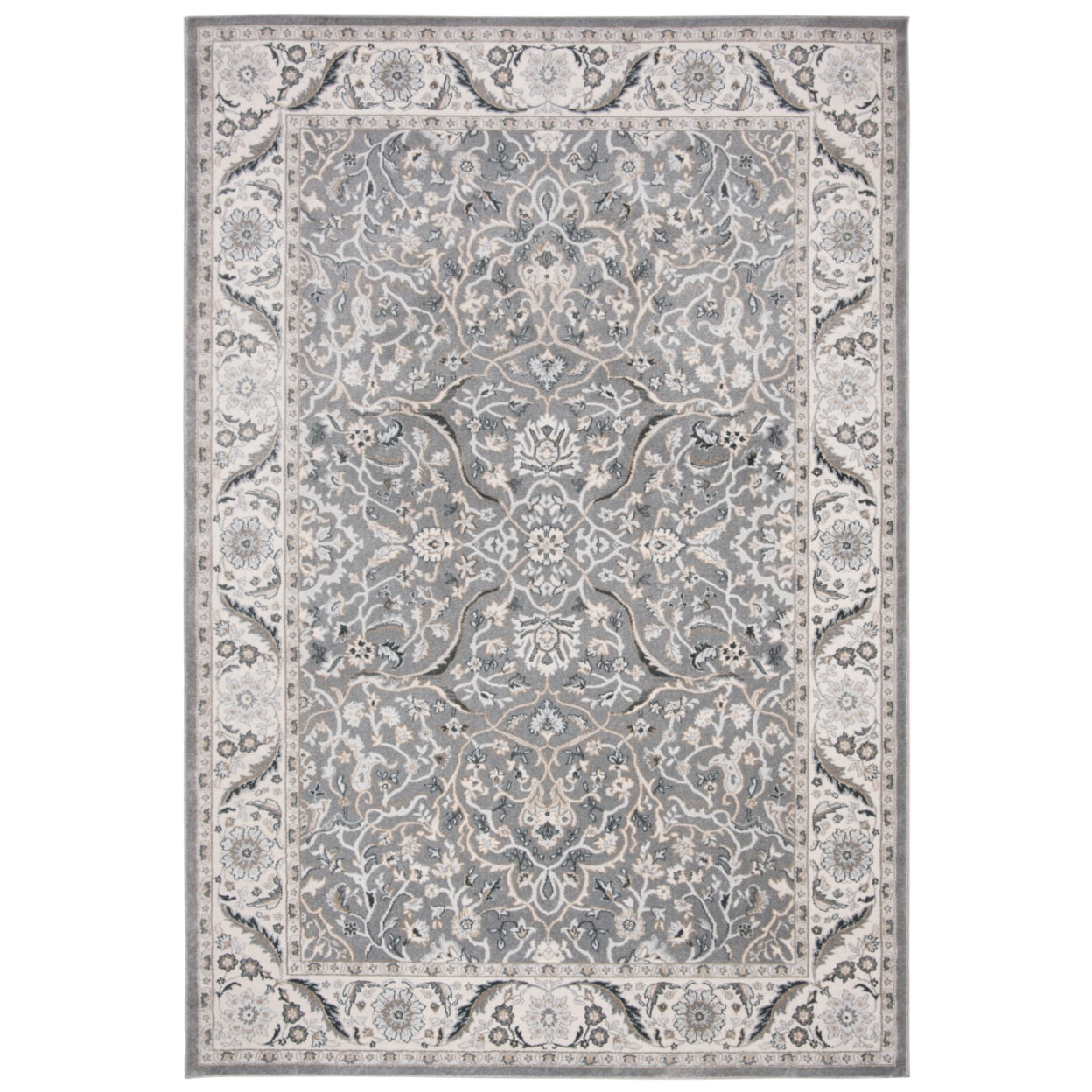 SAFAVIEH Isabella Kuzman Floral Bordered Area Rug, Grey/Dark Grey, 5'3" x 7'6"