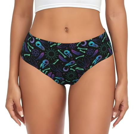 Womens Underwear - retro crow No Show Seamless Underwear for Women  Kawaii Soft Stretch Women s Panties  Hipster Ladies Panties Bikini Underwear Briefs