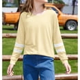 thumbnail image 6 of Dweltoz Girls Long Sleeve Shirts Striped Color Block Crewneck Tees Casual Loose Fit Tunic Tops Soft Pullover Sweatshirts Kids Big Girls Fall Back to School Clothes Size 2-13 Years,Beige, 6 of 6