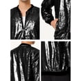 thumbnail image 6 of INSPIRE CHIC Men's Jackets Long Sleeve Zipper Glitter Bomber Jacket Coats L Black, 6 of 6