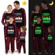 thumbnail image 1 of Pijamas familiares a juego de Navidad, luminosos, brillantes, colgantes con My Gnomies, conjunto de pijamas de cuadros rojos, 1 of 3