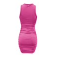 thumbnail image 3 of Summer Dresses, Casual Summer Dresses for Women,Women's Sleeveless Round Neck Pleated Bodycon Dress Stretchy Elastic Fit Casual Summer Flowy Comfortable Fashionable Trendy Outfit, 3 of 4