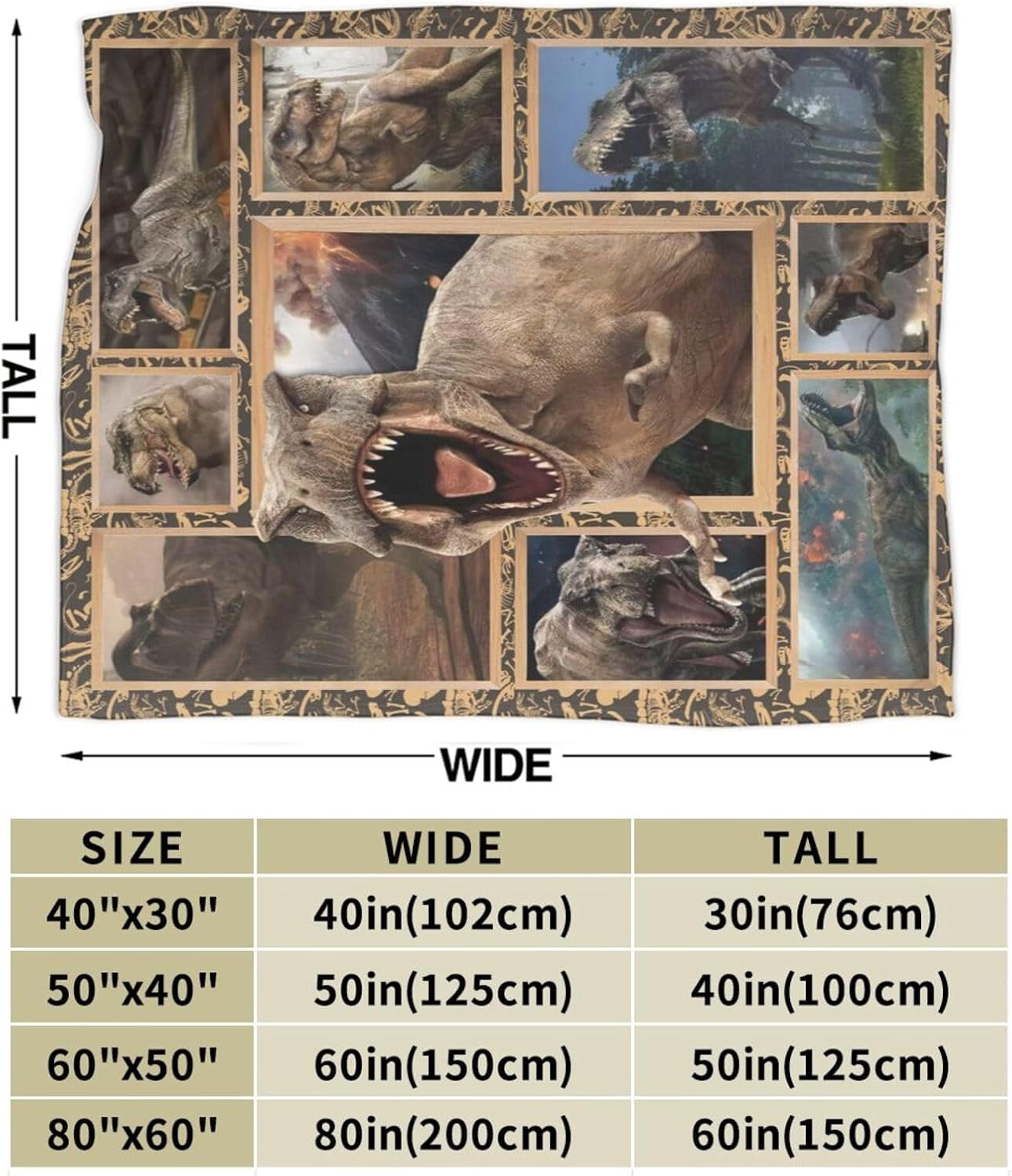 Cool Dinosaur Blanket Dino Throw Blanket 3D Animals Print Plush Fuzzy Fleece Blanket for Girls Boys Super Soft Warm Cozy Flannel for Kids Teens Adults Bed Sofa 80"x60"