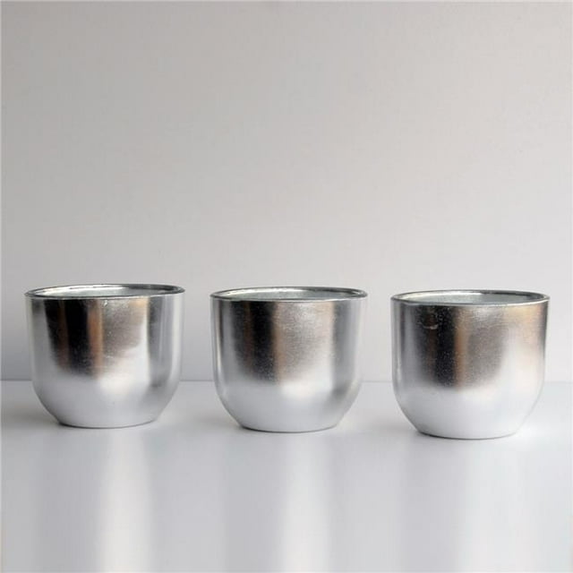 Grenade Rouge 1135-2 Vases en Verre Doré Doré Argent - Ovale - Lot de 3