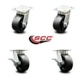thumbnail image 2 of 5 Inch Kingpinless Glass Filled Nylon Wheel Swivel Caster Set with 2 Brakes SCC, 2 of 2