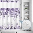 thumbnail image 2 of No Hook Shower Curtain, Purple Shower Curtains for Bathroom with See Through Top Window, Eucalyptus Leaves Waterproof & Washable Bath Curtain Extra Long 72"x84", 2 of 9