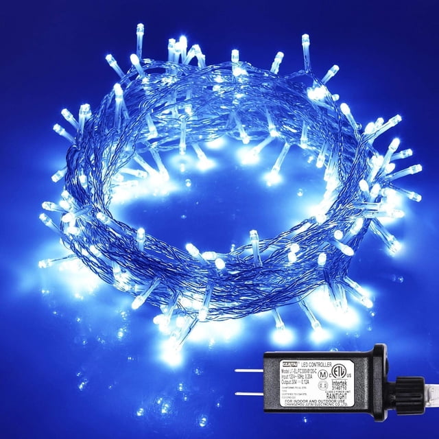 Cadena de luces LED ILLUMINEW 300, color azul, 33 m, 8 modos, enchufe