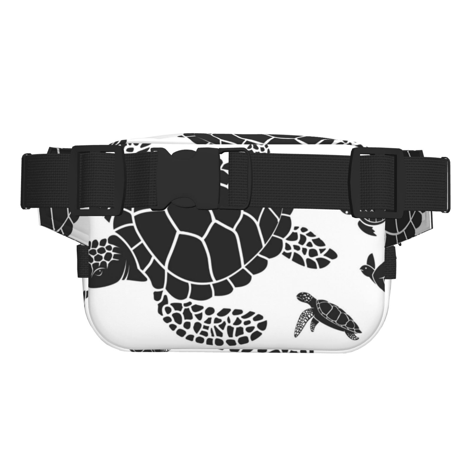 Picia Family Of Sea Turtles Print Square Double-Layer Waist Bag Mini Adjustable Waist Belt Bag Exercise Running Travel Hiking