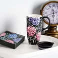 thumbnail image 4 of Topadorn Ceramic Coffee Mug Tall Ceramic Cup with Lid and Color Box 17 oz.,Pink and Purple Flowers, 4 of 9