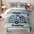 thumbnail image 2 of Castle Fairy Happy Camping Bed Spread Queen,Camo Pattern Queen Coverlet Set,Blue and Beige, 2 of 7