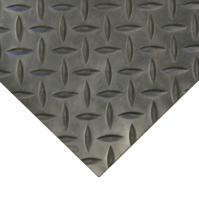 Rubber-Cal Diamond-Plate Rubber Flooring Rolls - 3 mm x 4 ft x 1 ft Rolls -  Black