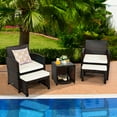 thumbnail image 3 of Patiojoy 5 PCS Patio Rattan Wicker Furniture Set Chair Coffee Table Kit w/Soft Cushion Ottoman White, 3 of 6