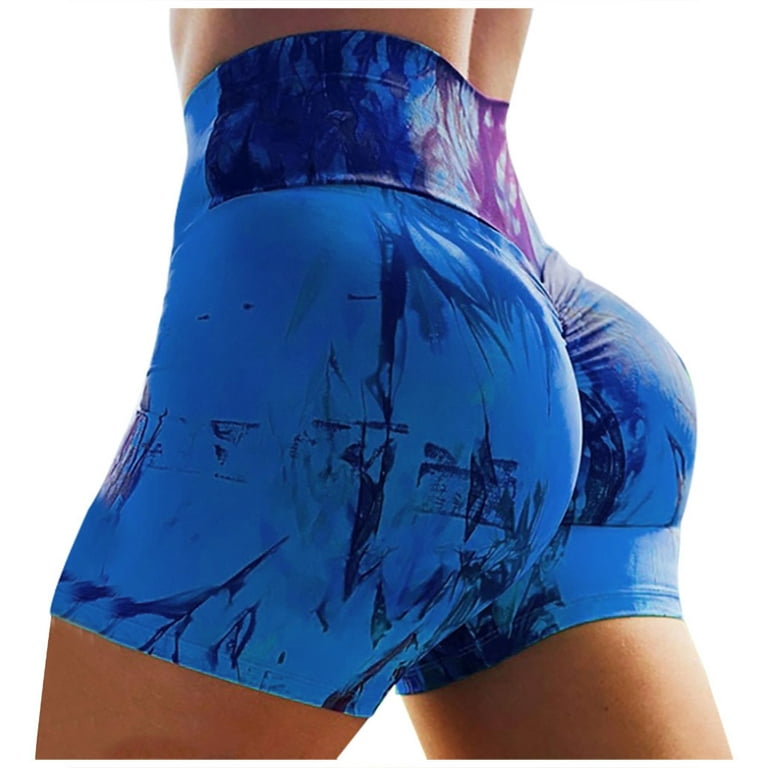 RQYYD Clearance Tie Dye Biker Shorts for Women High Waist Seamless Shorts  Workout Yoga Leggings Scrunch Butt Lift Gym Pants(Blue,XXL)