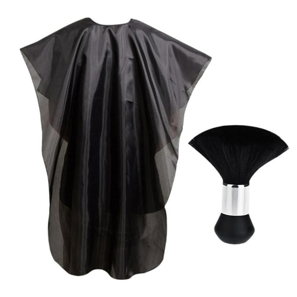 Capa de peluquería con escote ajustable para peluquería, capa para teñir el cabello Negro