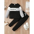 thumbnail image 3 of 12 Months Baby Boys Outfit 18 Months Boys 2PCS Fall Winter Clothing Set Letter Print Round Neck Toddler Boys Long Sleeve Top Pants Set Black, 3 of 7