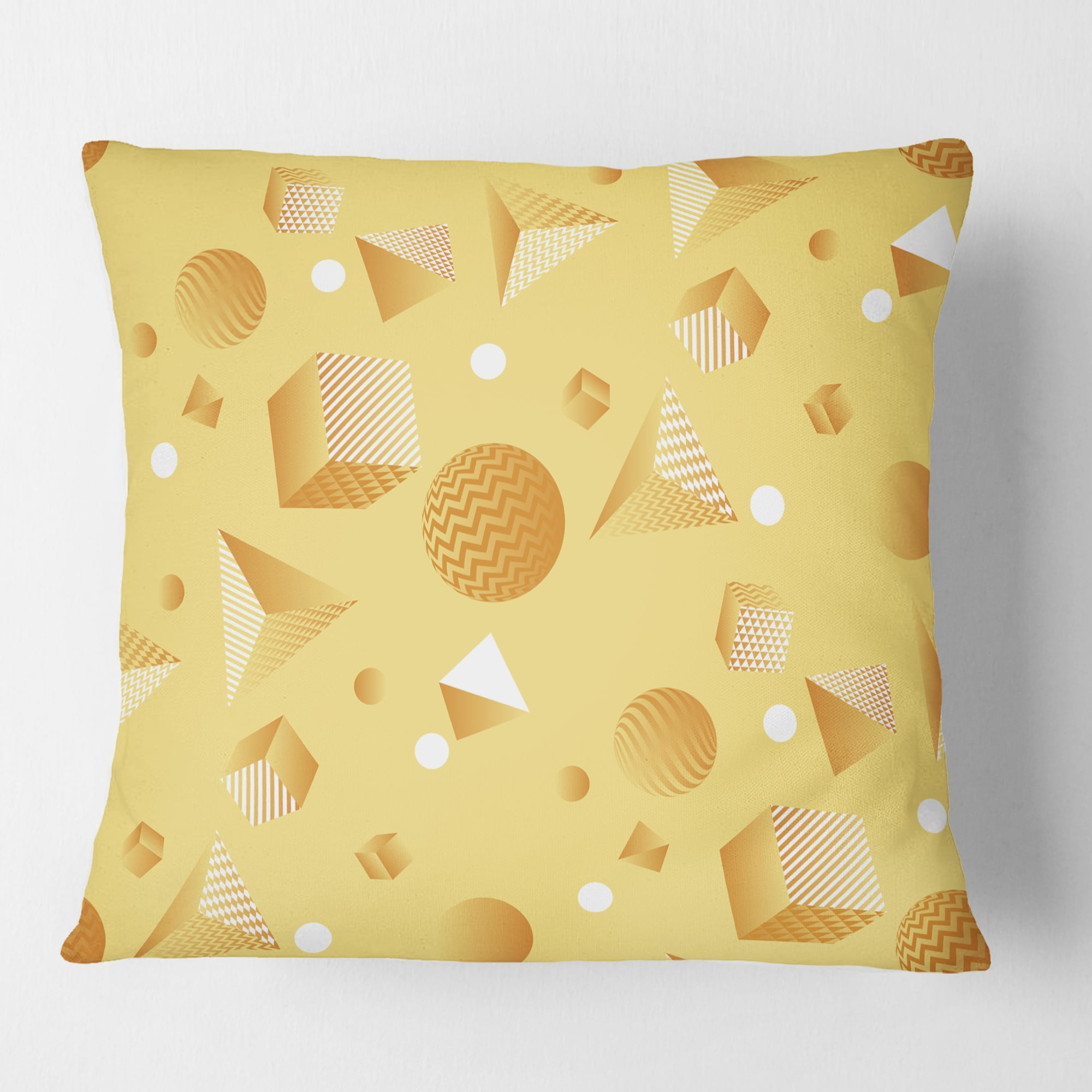 Designart Minimal Yellow Geometrical Shapes' Mid-Century Modern Throw Pillow - 16x16