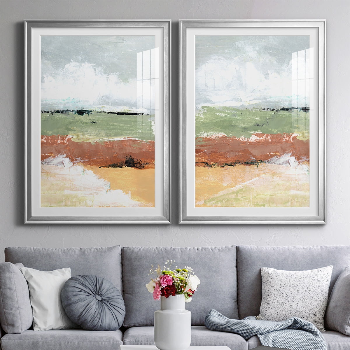Wexford Home Quiet Prarie Grove I Premium Framed Print, 22.5" x 30.5" - Ready to Hang, Silver (Set of 2)