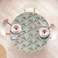 thumbnail image 4 of Ambesonne Leaf Print Fitted Round Tablecloth, Feather Foliage Tropical, 45"- 56" Diameter, Mauve Pale Blue and Green, 4 of 5