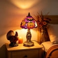 thumbnail image 5 of Handcrafted Resin Stained Glass Night Light, Gothic style Bat and Pumpkin Glow Lamp, Vintage Decorative Table Lamp for Bedroom, Bookshelf and Halloween Seasonal Decor, 5 of 9